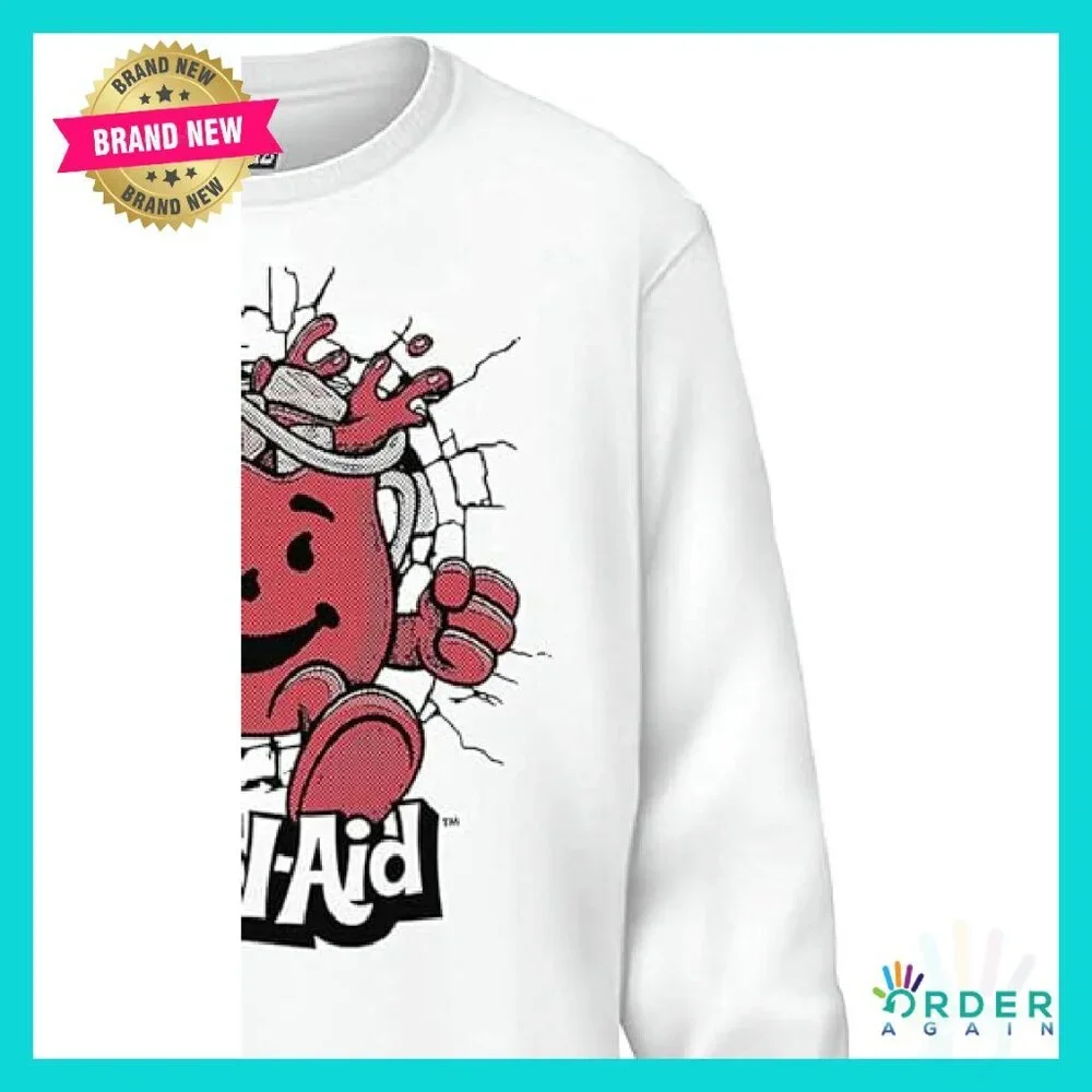Retro Graphic Long Sleeve Tee Funny Vintage Kool-Aid Man Logo - Picture 6 of 6